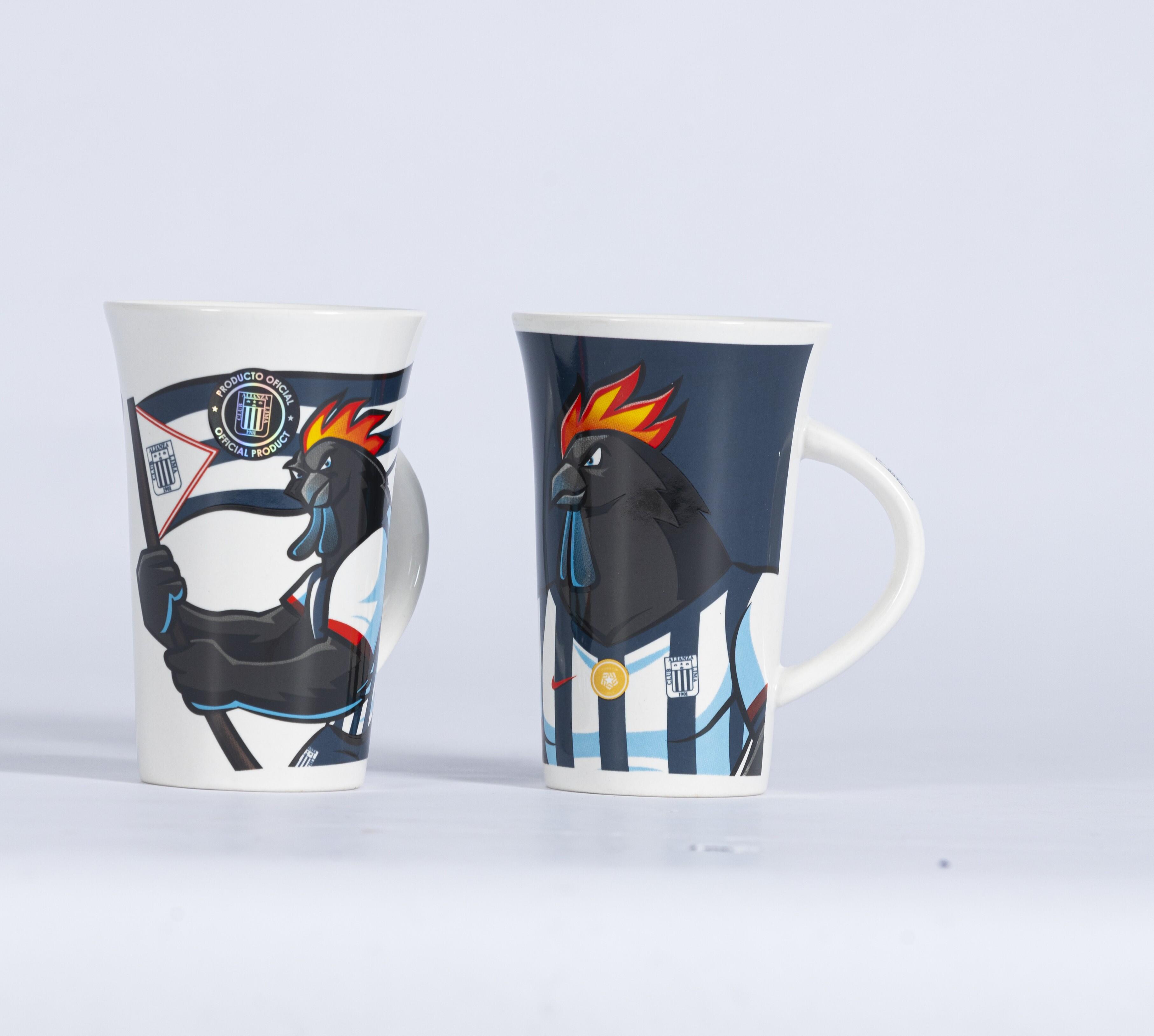 SET X 2 TAZAS LATTE - MODELO GALLO NEGRO CON BANDERA