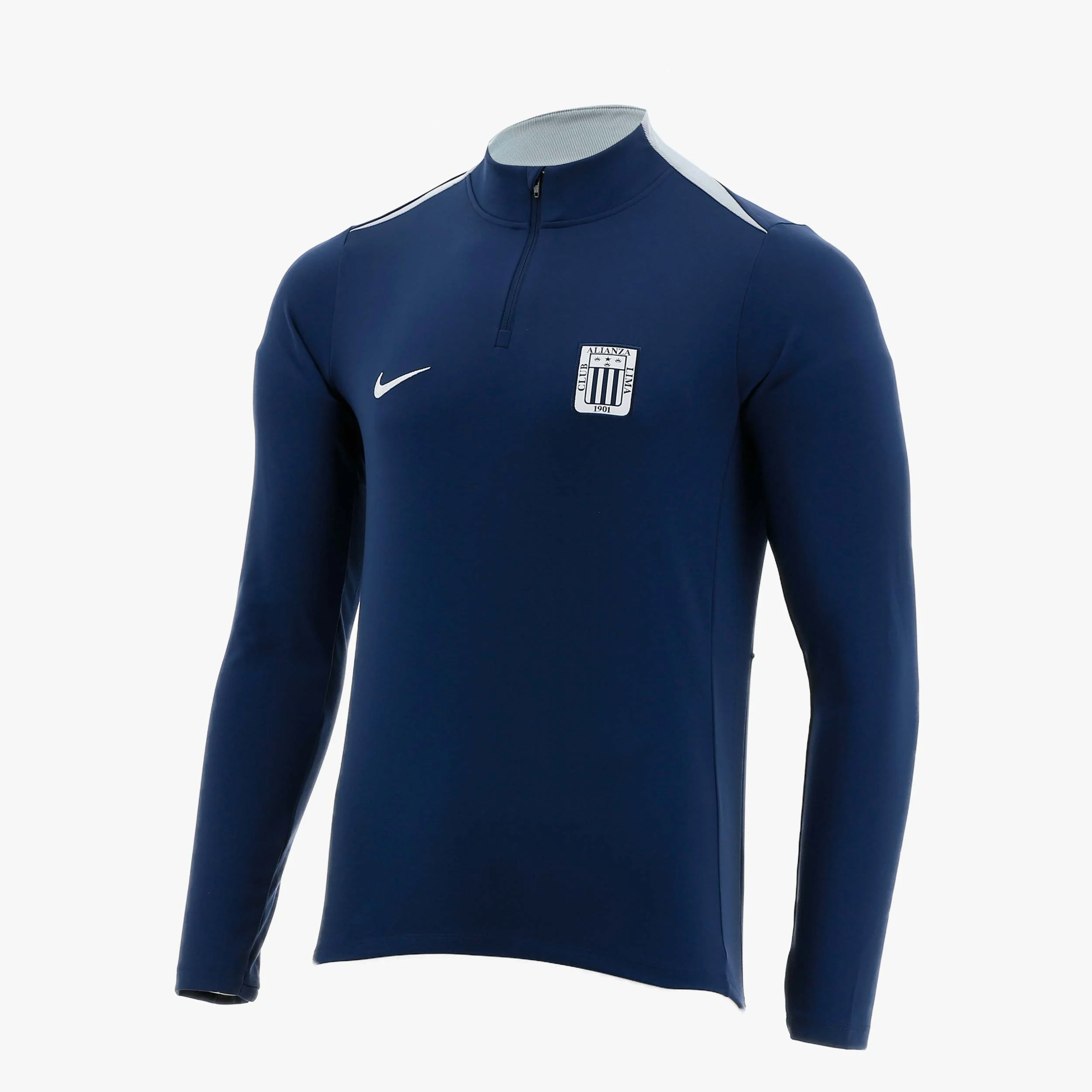 Polera de fútbol con Cierre al Pecho - Azul y Plata