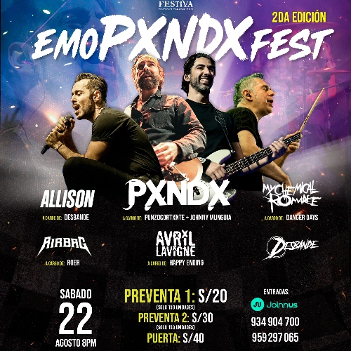 Emo Pxndx Fest Show II Punzocortxnte - Sab 22 Agosto - CC Festiva - Conciertos en Lima